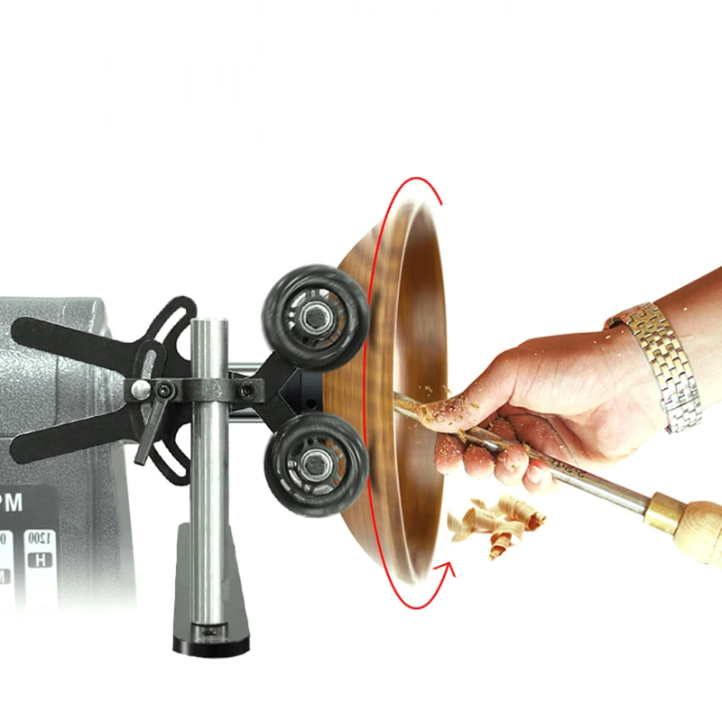 

Auxiliary bracket woodworking lathe wood rotating auxiliary frame anti-scoop deflection bracket ultra-thin anti-cracking