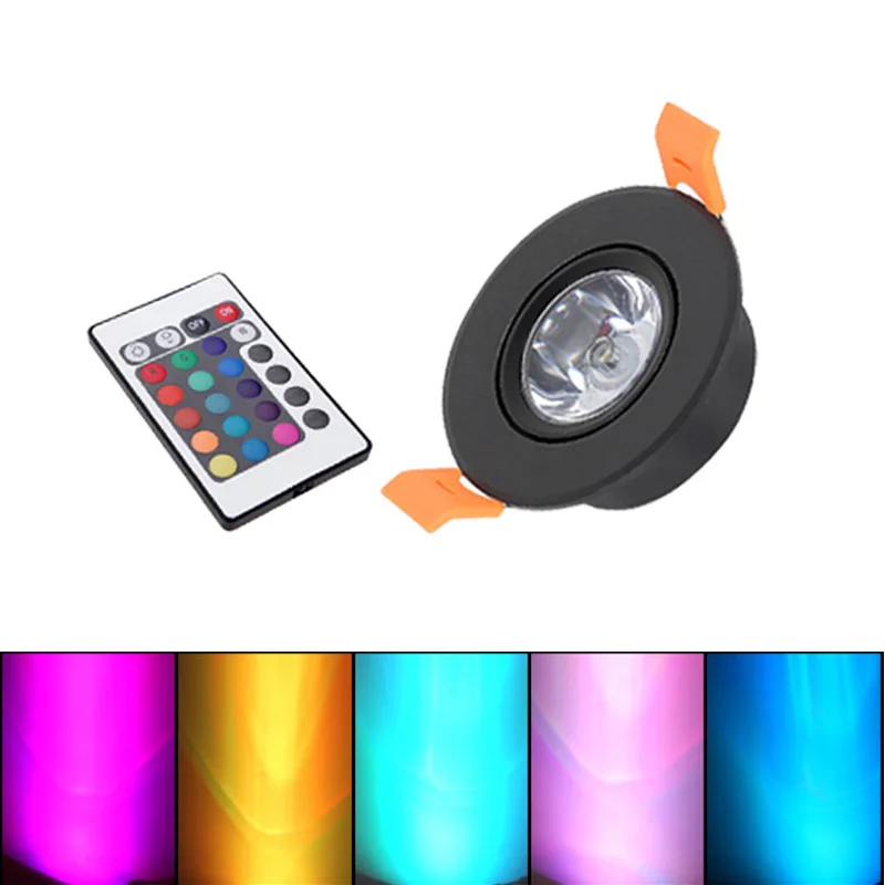 RGB led typu downlight Mini okrągły 3W AC110V 220V LED sufitu światła wpuszczone światło punktowe DC12V dla Bar Ktv salon tle kinkiet