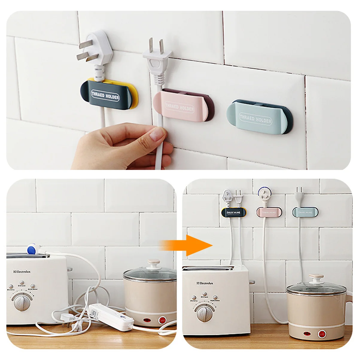 Cable Organizer Household Plug Sticky Hook Clips Cable Management Winder Desktop ABS Wire Manager Wall Power Cord Tidy Organizer