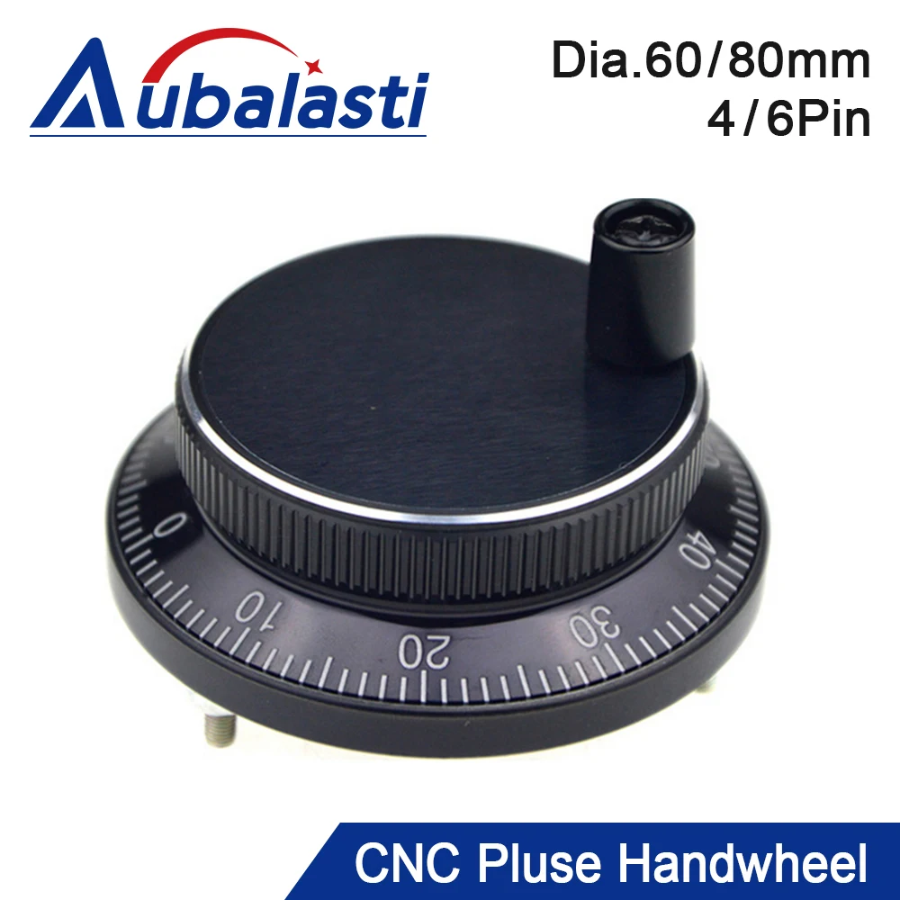 

Aubalasti CNC Pulse Handwheel Dia.60mm 80mm Pulse 100 DC5V 6Pins 4Pins For CNC Machine Manual Pulse Encoder Generato