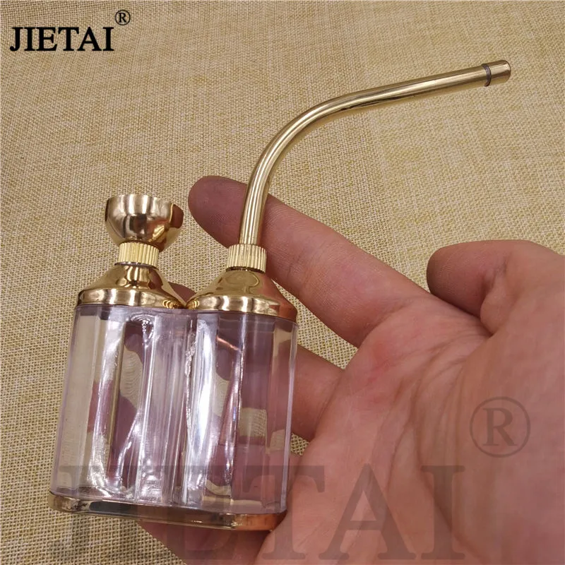 Water Smoking Pipe Detachable Hookah Shisha Cigarette Holder Pipe Mini Hookah Filter Smoke Acrylic with Metal Tube Filter Tar