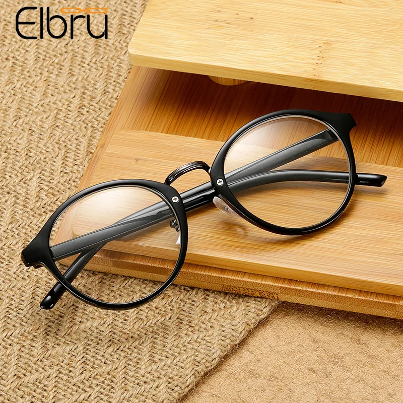 

Elbru 2023 New Retro Ultralight Finished Myopia Glasses Men Women Floral Vintage Round Nearsighted Eyeglasses Diopters -1.0 -6.0