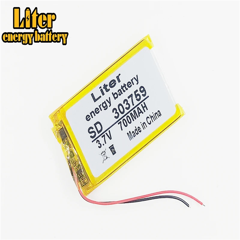 3.7V 700mAh 303759 Lithium Polymer Li-Po li ion Rechargeable Battery cells For Mp3 MP4 MP5 GPS mobile bluetooth