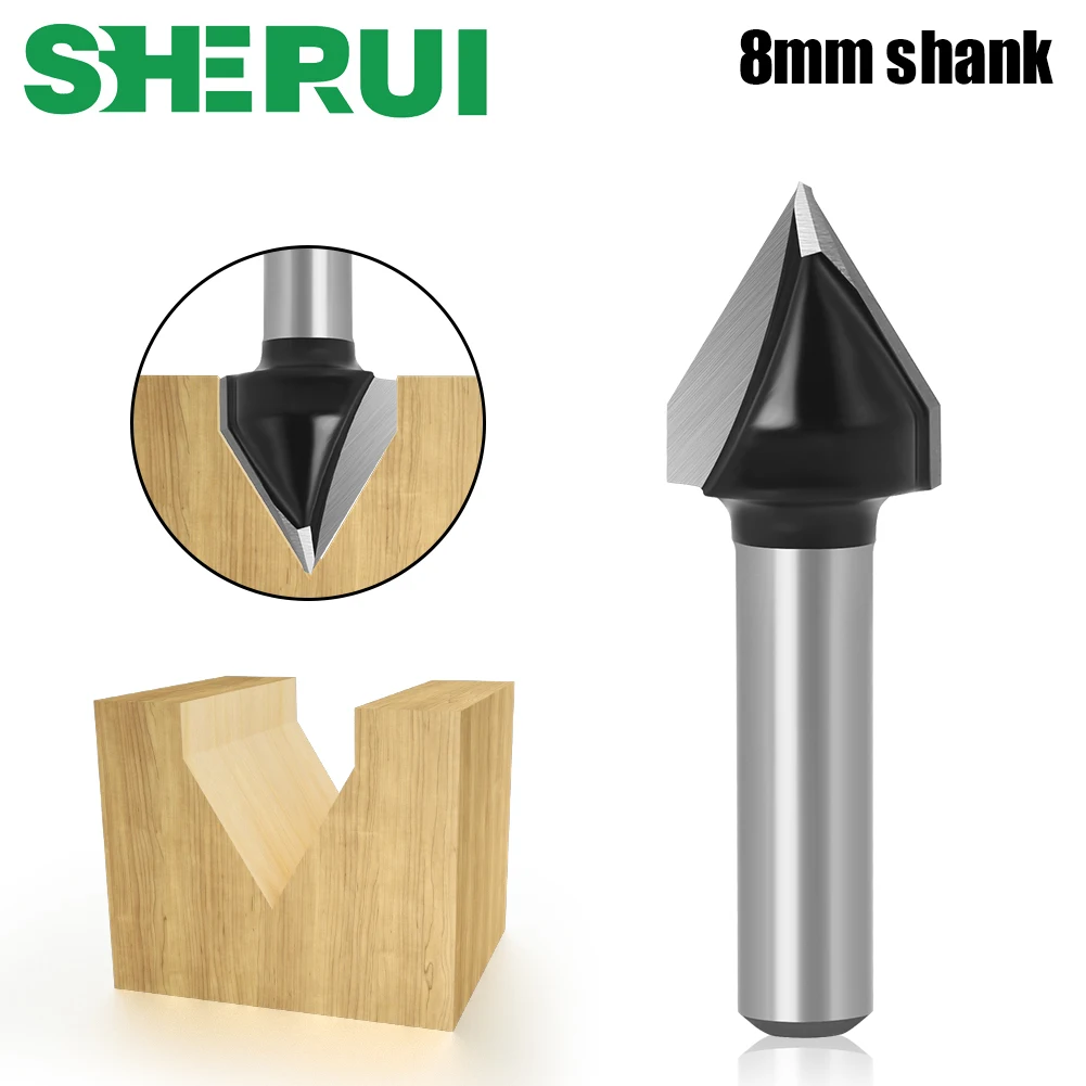 Ferramentas de madeira Router Bit, Straight End Mill Trimmer, Limpeza Flush Trim Canto Redondo Código, Box Bits, 8mm Shank, 60, 1Pc