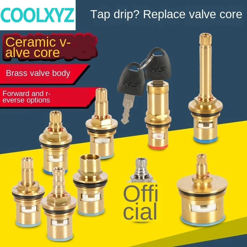 Faucet copper valve core hot and cold water fast opening triangle valve switch ceramic valve core copper head repair parts