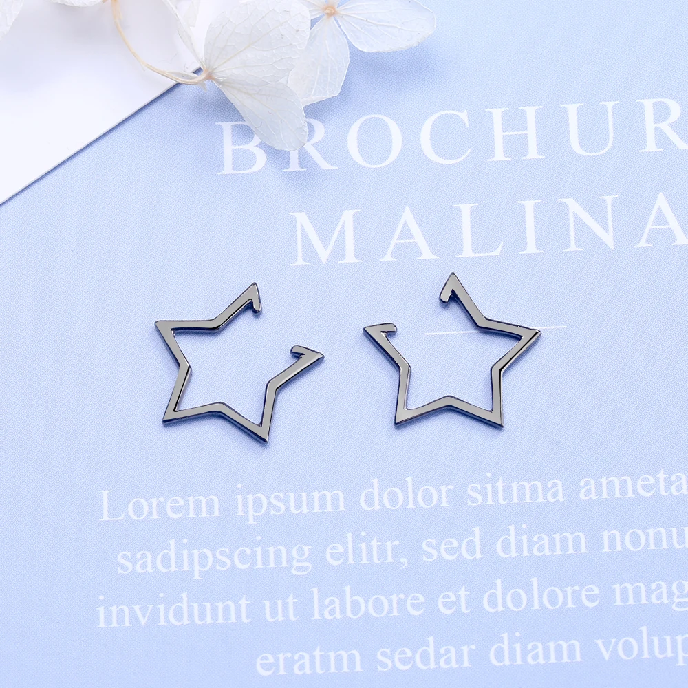 925 Sterling Silver Hollow Out Geometric Five-pointed Star Ear Cuff Clip Earring for Women Fine Jewelry Brincos Dropshipping