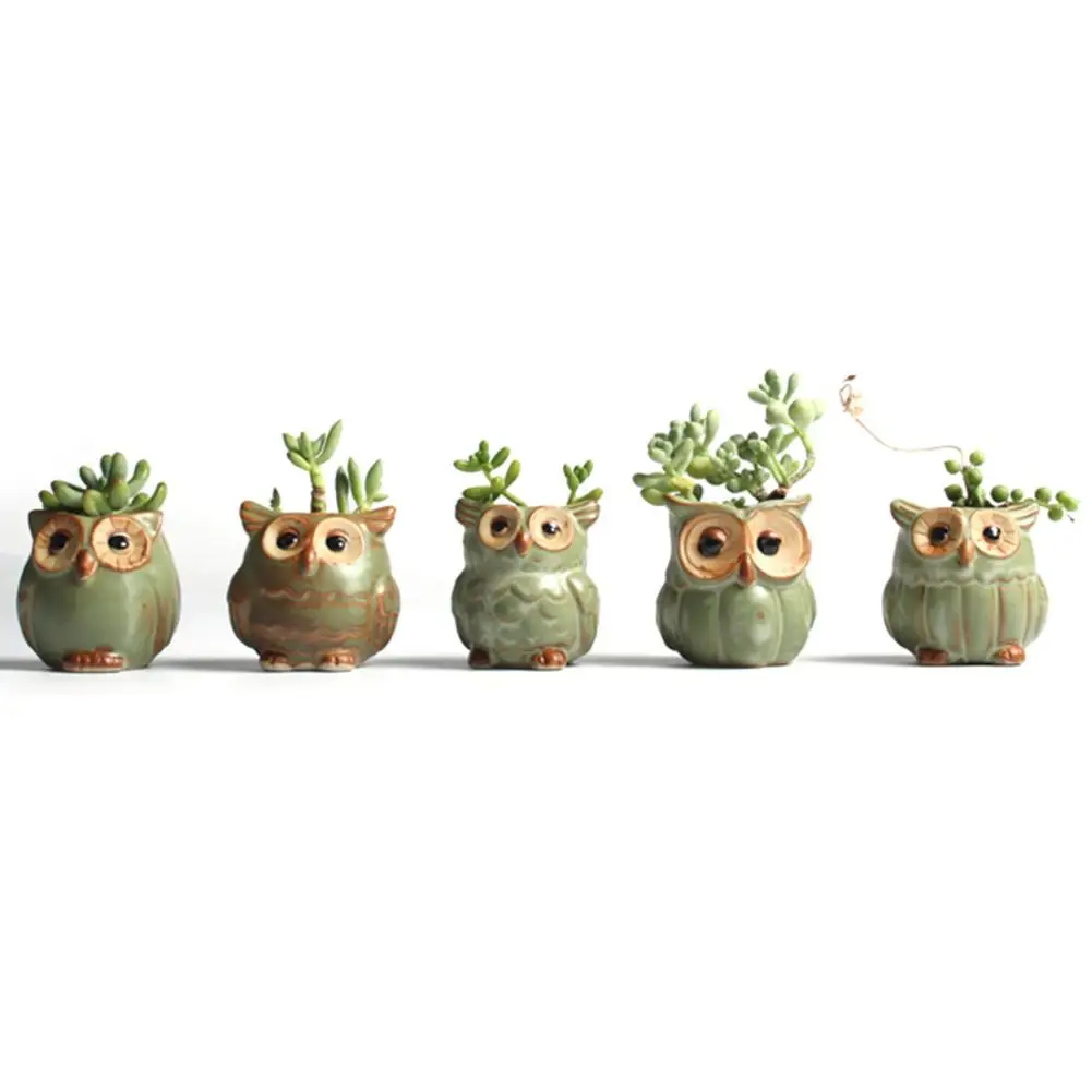 Owl Flower Pot Ceramic Cactus Succulent Plant Pot Nordic Vases Home Decor Cachepot For Flowers Garden Decoration (Style Random)