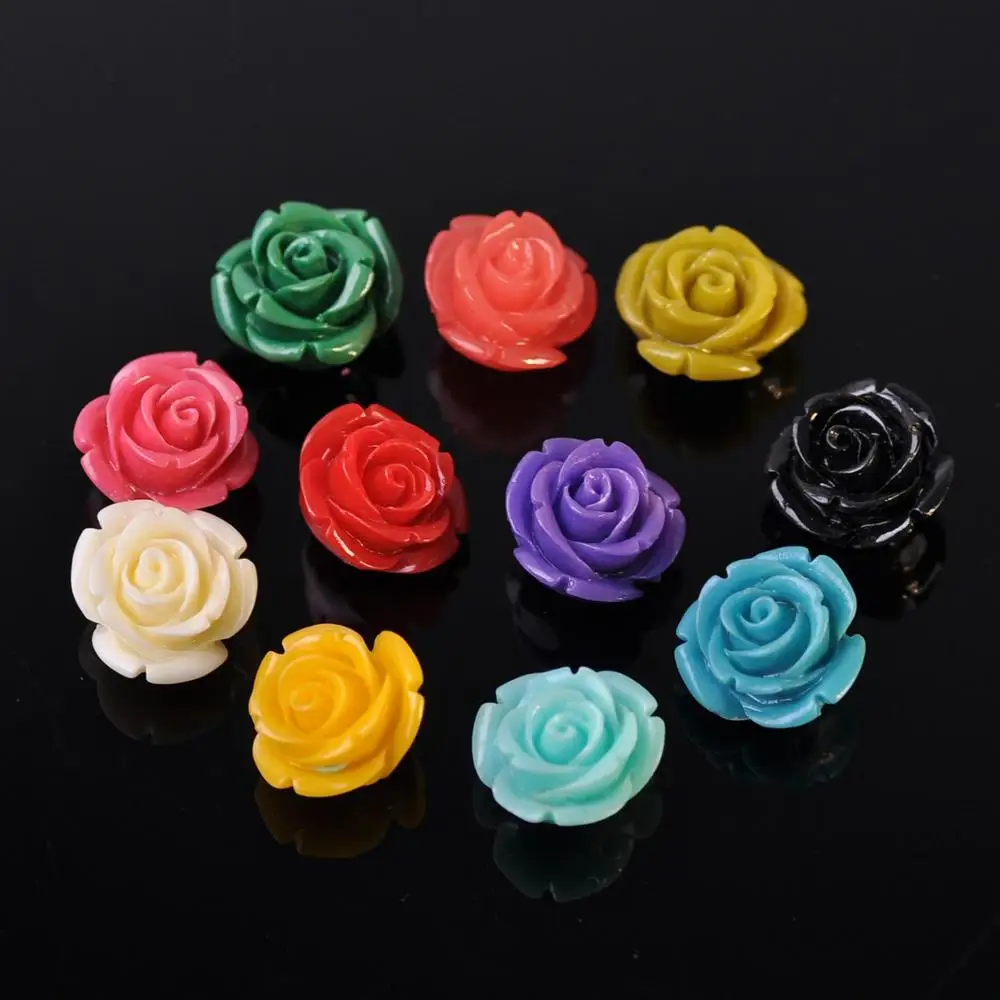 10pcs Mixed Flower Shape 14mm Artificial Coral Loose Spacer Beads Wholesale lot for DIY Crafts Earring Jewelry Making Findings