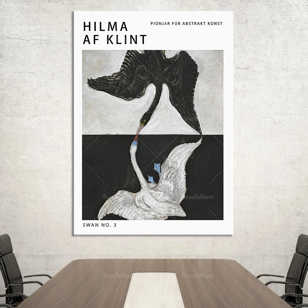 Hilma Af Klint Exhibition Poster, Number 3 The Swan, Abstract Art, vintage Print, Matisse, Klimt, Gift Idea, Wall Art Decor