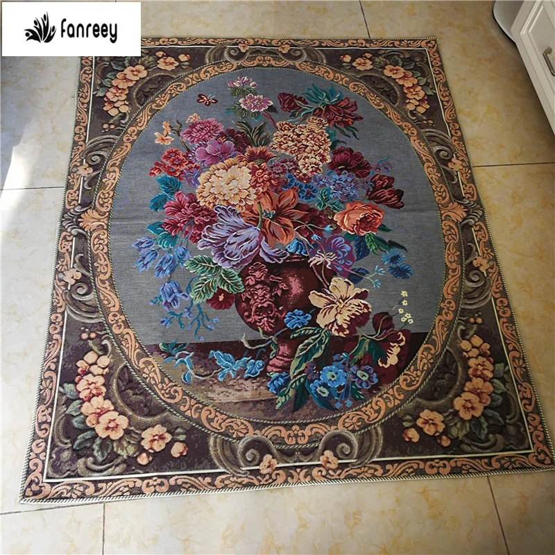Belgian Tapestry  For The Living Room And Bedroom Restaurant Decorative Painting European Classical Murals Flower 113x137cm