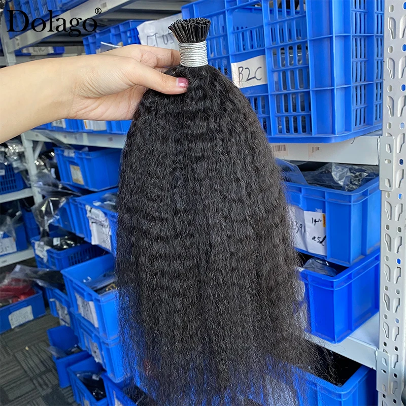 Microlinks Hair Extensions For Black Women Kinky Straight Bundles I Tips Human Hair Extensions Coarse Yaki Hair Blown Out Dolago