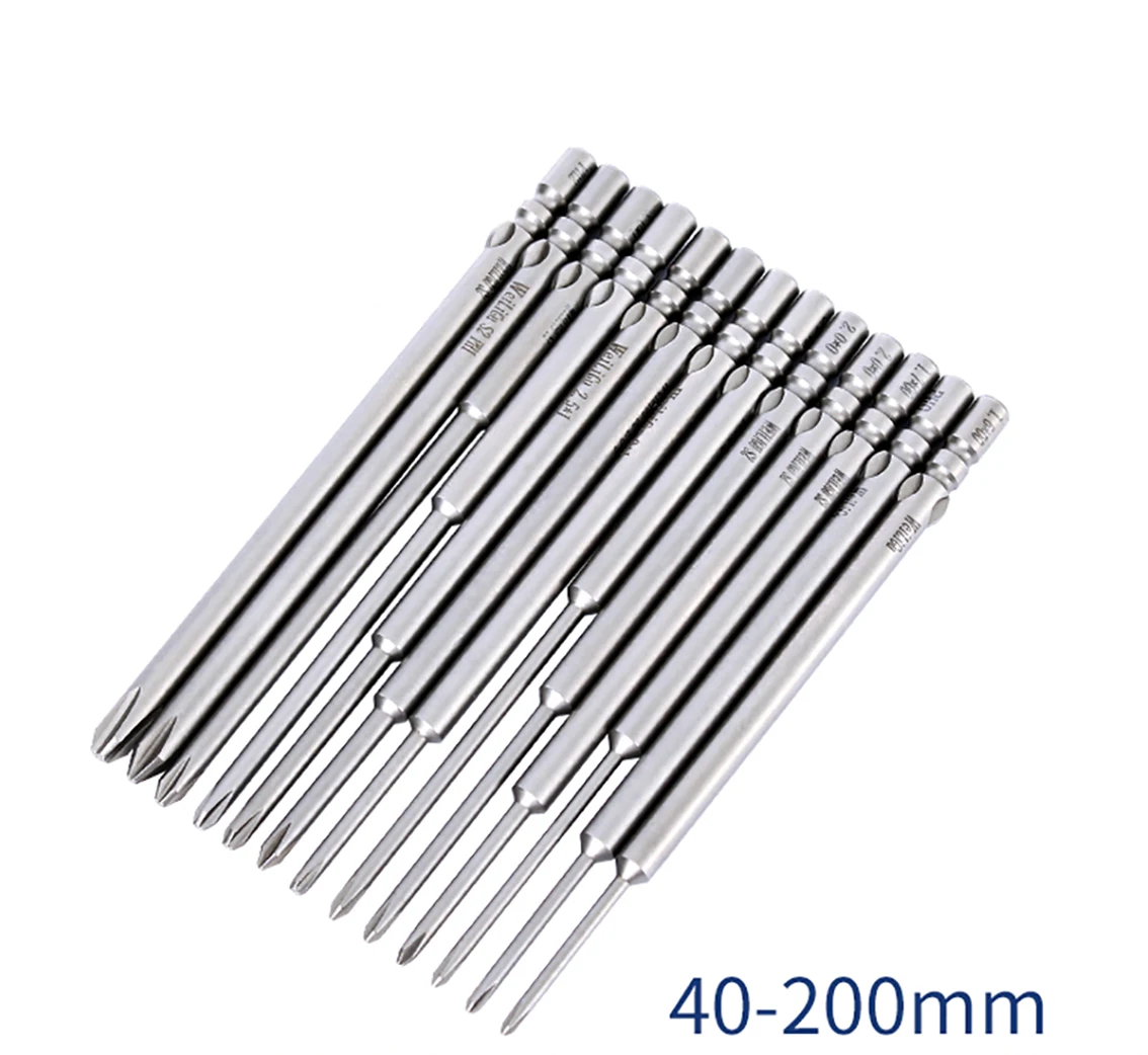 

4mm Round Shank Diameter Magnetic Phillips Screwdriver Bits for 800 Electronic Screwdriver Length 80mm S2 Steel