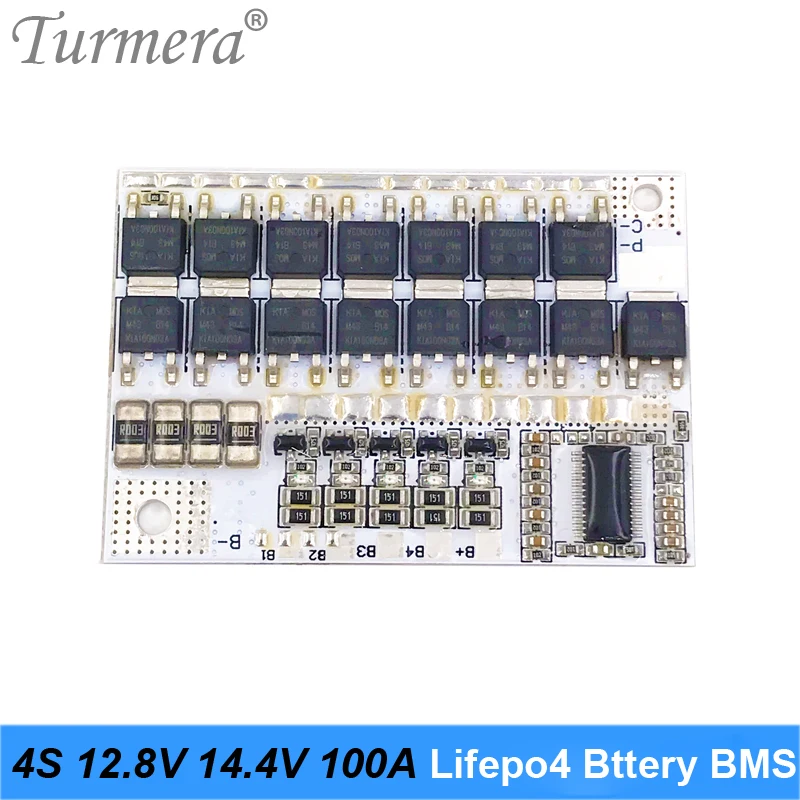 Lifepo4 4S 100A 12,8 V 14,4 V 32650 32700 Wyważenie akumulatora BMS do łodzi elektrycznej Zasilanie nieprzerwane 12 V Akumulator samochodowy Turmera