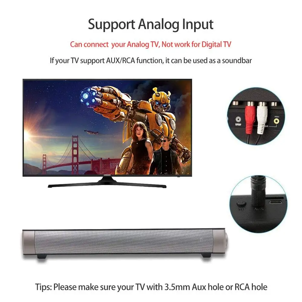 HYASIA Soundbar TV Sound bar Speaker Mini 3D Surround Sound Home Theater with Remote Control Dual Connection Methods for TV PC