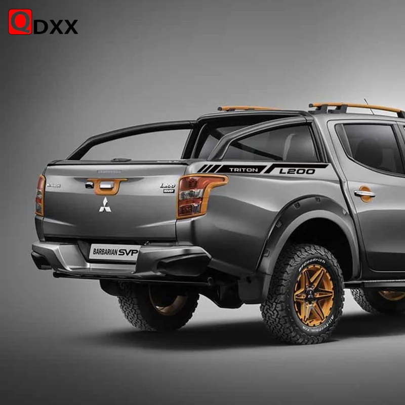 2 pcs Car Rear Tail Box Decor Vinyl Decals For Mitsubishi L200 Triton Sport Stripes Pickup Trunk Sticker Exterior Accessories