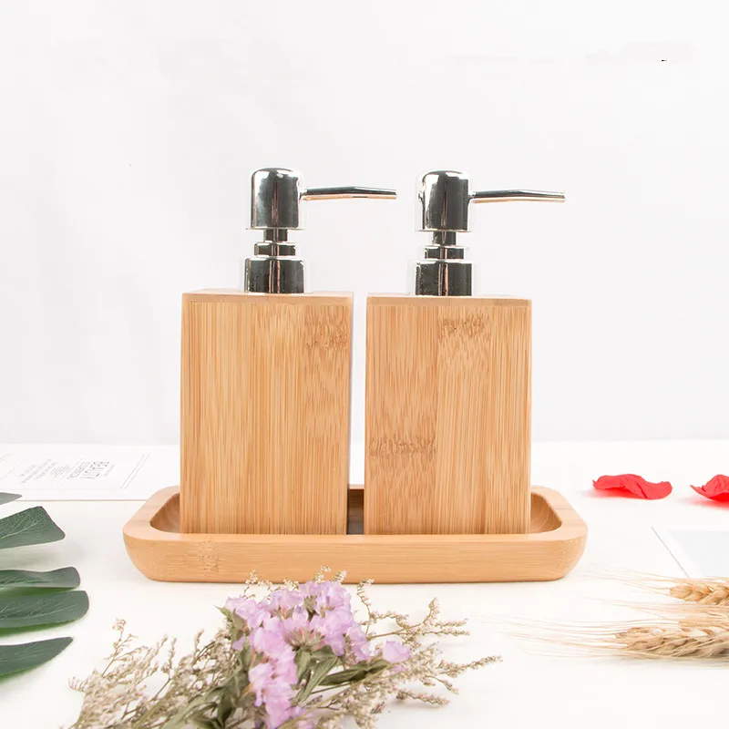 

Bamboo Lotion Bottle Eco Natural Wooden Hotel Shower Gel/Hand Soap Bottle Set Creative Shampoo Press Bottle