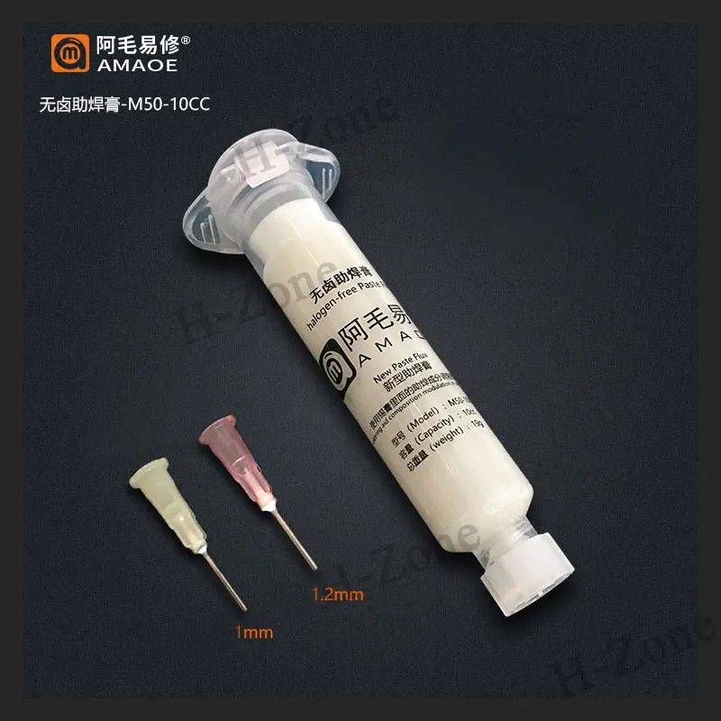 

AMAOE M50 Solder Paste Halogen-Free Welding Oil Flux for BGA PCB Reballing Repair Soldering Paste with 2pcs syringe needles