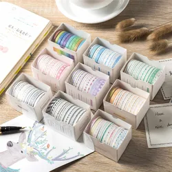 Cinta Washi de papel colorido, cinta adhesiva de arcoíris DIY para álbum de recortes, etiqueta adhesiva, papelería, suministros de oficina, 10 piezas/pk