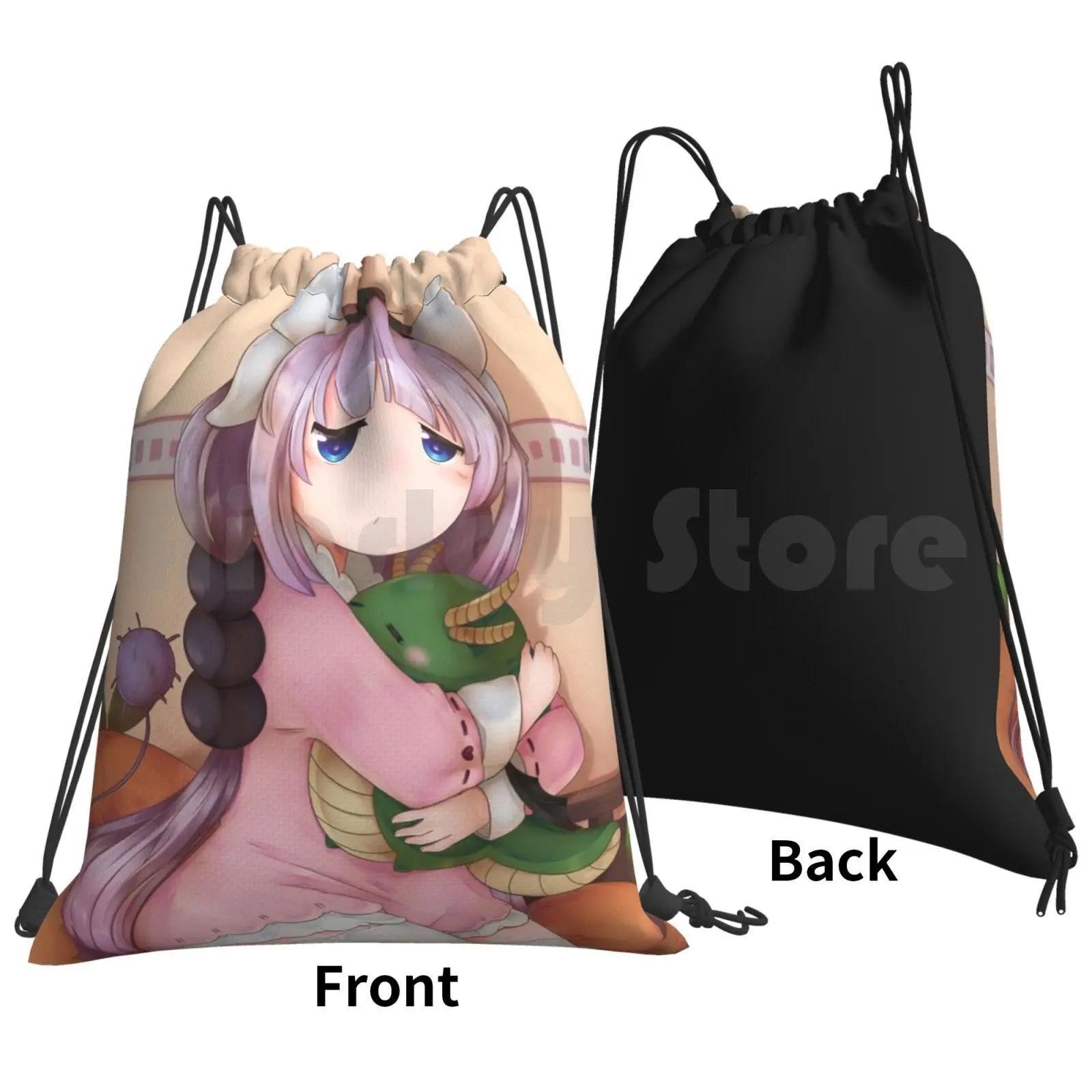 Kanna Is Soft Backpack Drawstring Bag Riding Climbing Gym Bag  Kanna Kamui Kobayashi San Chi No Maid Dragon Maid Dragon Loli