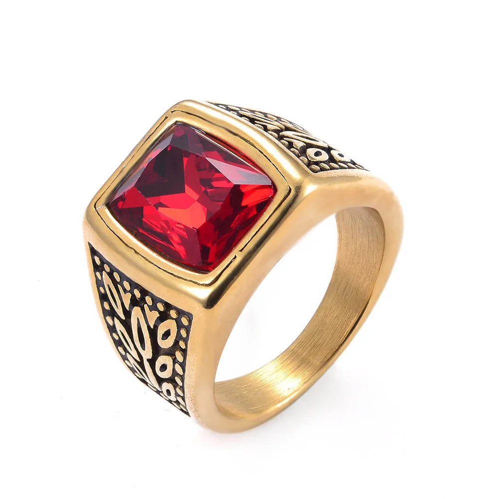 SDA Creative Rings for Men Inlaid With Red Stone Fashion Punk Style Jewelry Gifts Wholesale