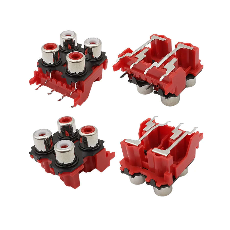 2/5Pcs 2/4/6 Holes RCA Female Audio Video Stereo Plug Jack AV Connector Socket Lotus Row Amplifier Interface Signal