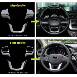 For KIA K2 RIO Sedan Hatchback 2011-2016 ABS Chrome Steering Wheel Decorative Sticker Cover Trim Car Stying