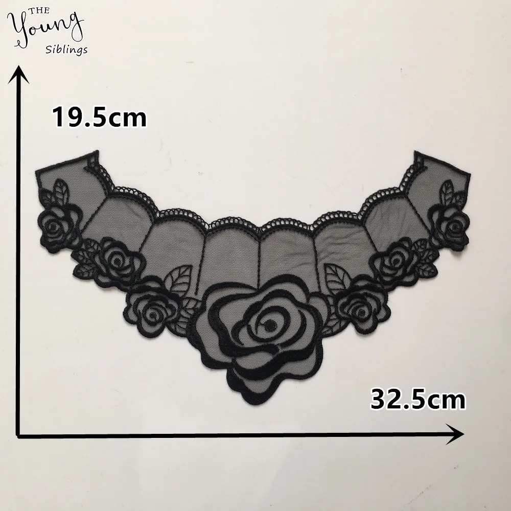 New arrive Black Organza Fabric Lace collar Embroidery Dress Applique Sewing DIY Lace Neckline Decorate Accessories Supplies