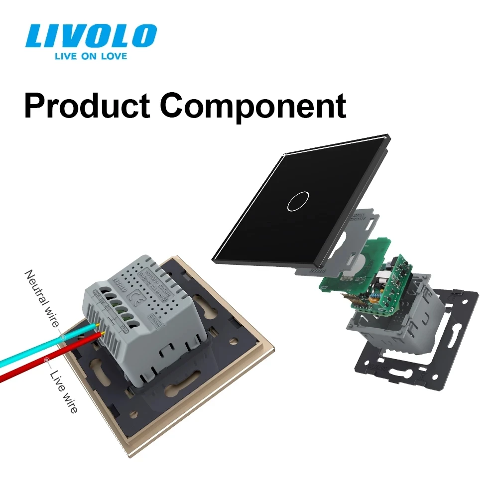 Livolo EU Standard, Door Bell Switch, Crystal Glass Switch Panel, 220~250V Touch Screen Door Bell Switch,VL-C701B-11/12/13/15