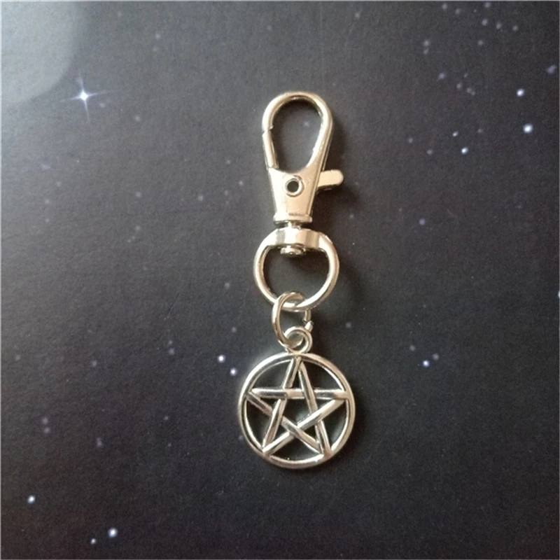 Antique Silver Color Pentagram Key Chain, Gift for Her, Pentacle Key Chain