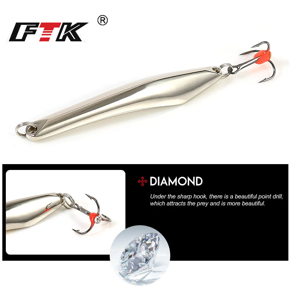 FTK Cuchara wobbler para pesca en hielo – Aluminio con triple anzuelo - imagen 2