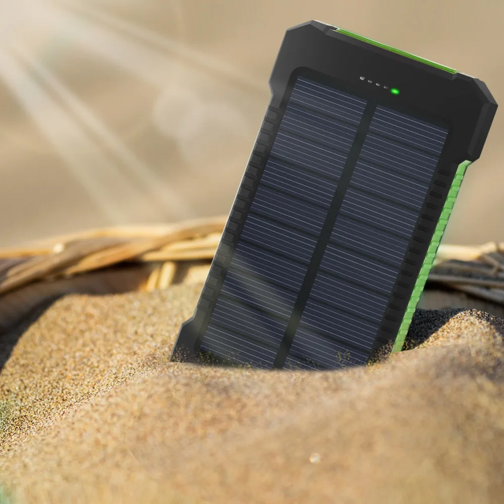 Banco de energía Solar para Xiaomi, batería externa de 10000mAh, carga rápida, resistente al agua, con linterna SOS