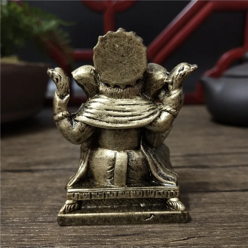 Lord Ganesha Buddha Statues Elephant Hindu God Sculpture Figurines Ornaments Bronze Color Resin Home Decoration Lucky Gifts