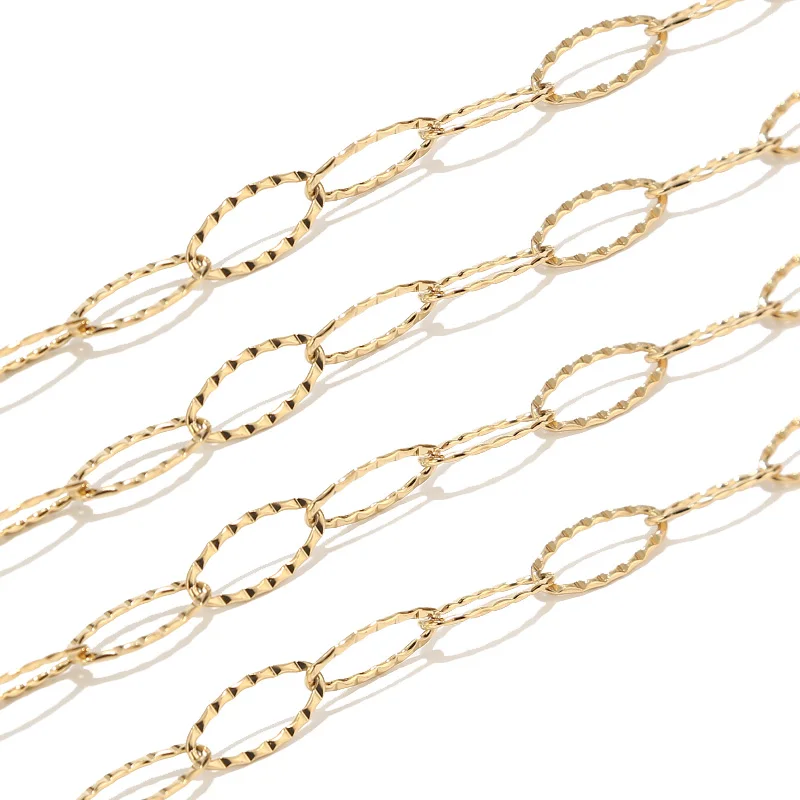 2 Meter 7mm Width Newest Design Stainless Steel Gold Embossing Link Chains Findings Fit DIY For Jewelry Making  Accessories