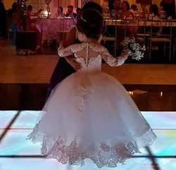 Vestidos de flores para niña, vestidos de tul de encaje de princesa de media manga, vestidos de primera comunión, vestidos de fiesta y desfile para niña