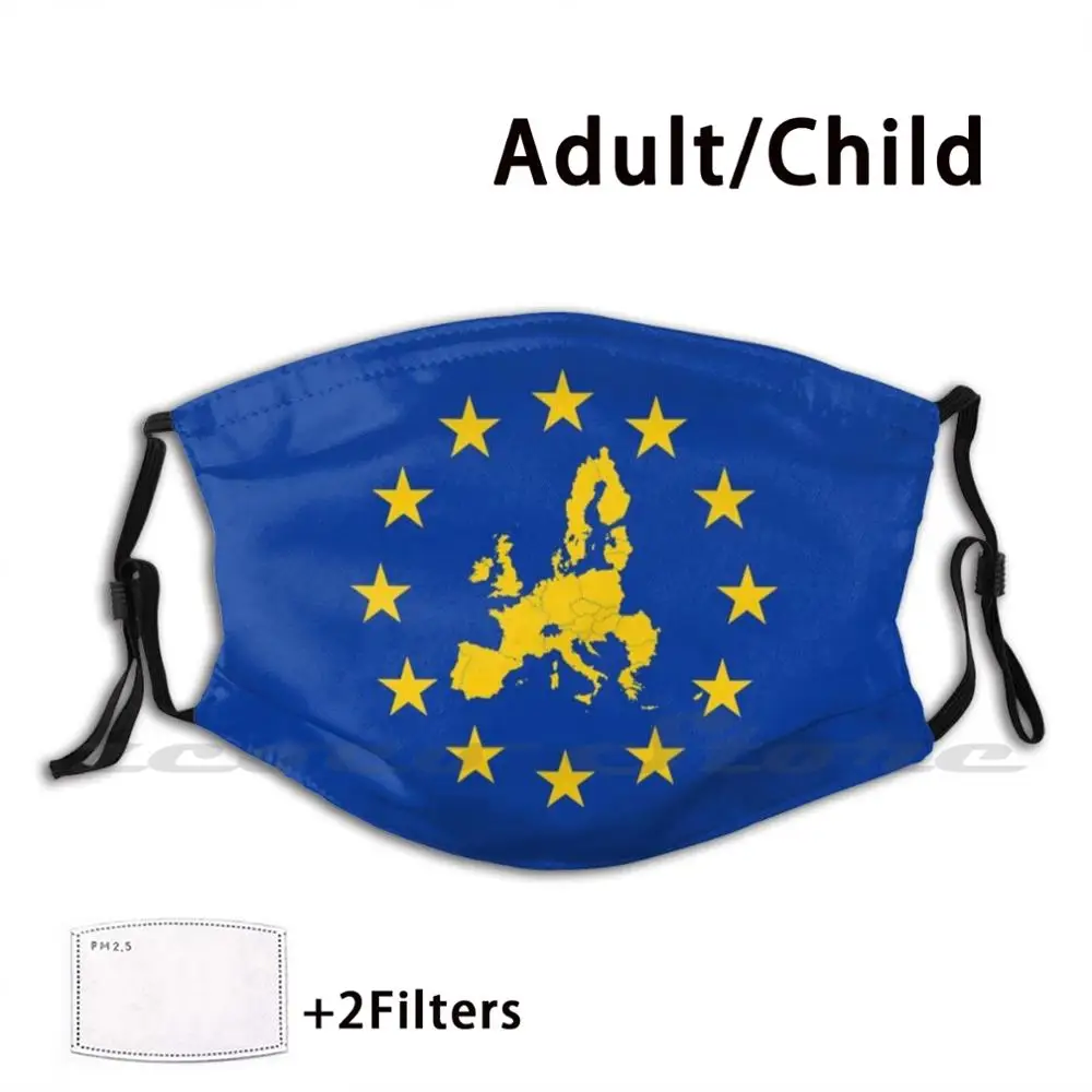

Eu Stars With Map Of Members-Europa Union Mask Cloth Washable DIY Filter Pm2.5 Adult Kids Eu Europe European Union Brexit