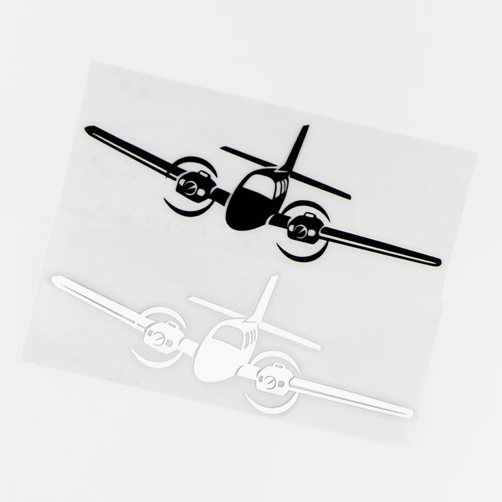 YJZT 15.5×5.5CM Twin Engine Propulsion Aircraft Vinyl Decals Car Sticker Window Decor Black / Silver 10A-0414