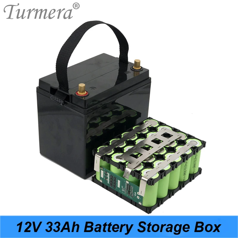 

Turmera 12V 33A Battery Storage Box with 4X5 32700 Lifepo4 Battery Holder Nickel 4S 40A Balance BMS for UPS and Solor System Use