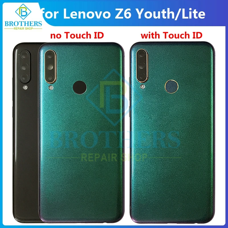 Back Cover for Lenovo Z6 Youth Z6 Lite Battery Housing Door Z6Lite Rear Case with Camera Glass Power Volume Buttons Fingerprint