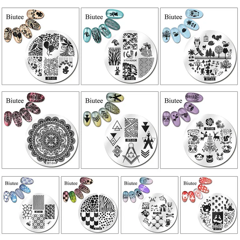 BIUTEE Nail Art Templates 12*6cm Stamping Plate DIARY Flower Animal Lace Leaves Stripe Design Stamp Plate Image Stencil Printing