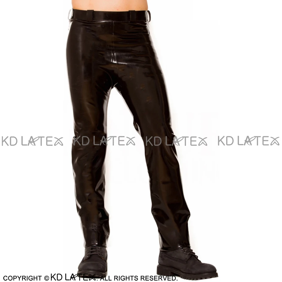 Black Sexy Latex Leggings With Flat Front Rubber Pants Jeans Trousers Bottoms CK-0033