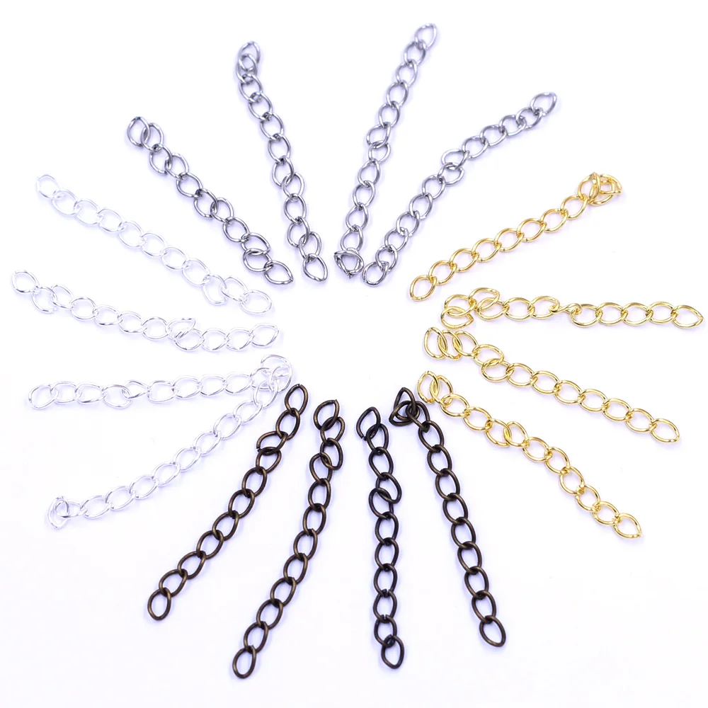 Extension Chain Bulk Extended Tail Extender Gold Silver Bronze Color For Charm Necklace Bracelet Jewelry DIY Finding 50x3mm