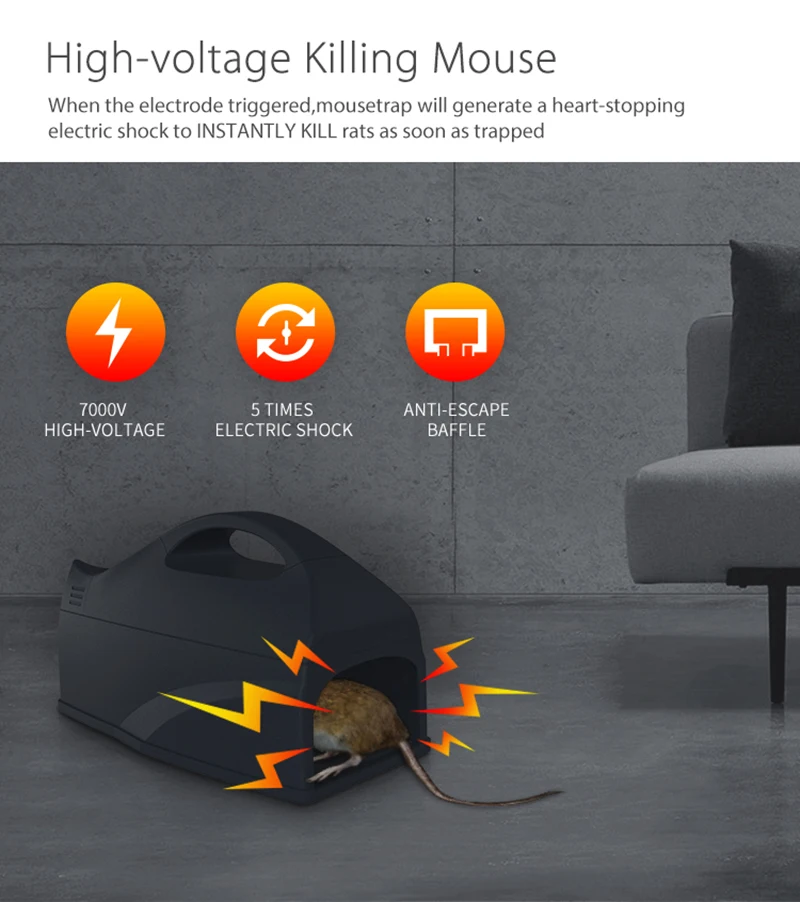 Coolcam Suminey Electronic Rat Trap Rats Mice Catcher 7000 Volts Clean and Humane Control Traps to Kill Rats Mice No Poison Use