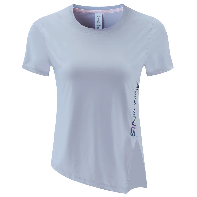 Camisetas deportivas para mujer, camiseta inclinada para Fitness, correr, trotar, Yoga, malla de entrenamiento, Sexy, moda femenina, mangas cortas