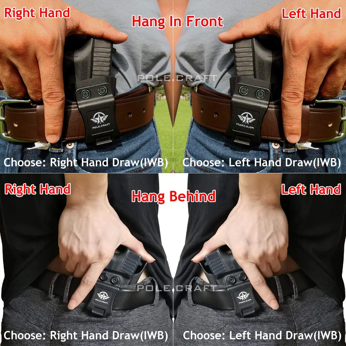 Fondina POLE.CRAFT Walther PPS M2 IWB Kydex misura personalizzata: Walther PPS M2 9mm/.40 cintura interna pistola nascosta trasportare
