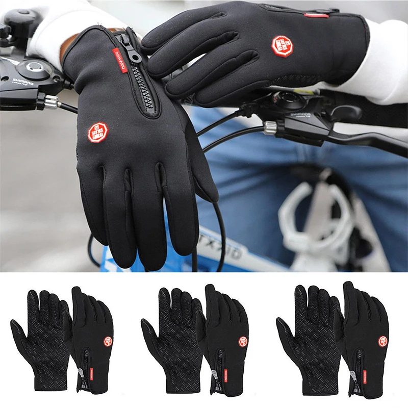 Guantes de invierno para ciclismo para hombre y mujer, manoplas impermeables a prueba de viento con pantalla táctil, cálidas, para clima frío,