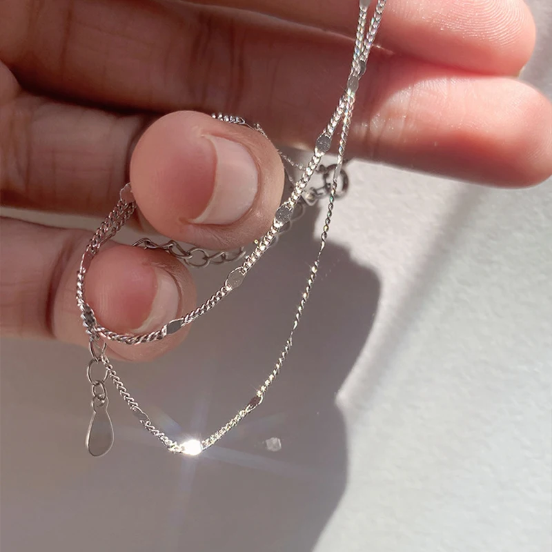 VENTFILLE 925 Sterling Silver Sideways Chain Necklace Female Cold Wind Clavicle Chain Simple And Versatile Exquisite Gift