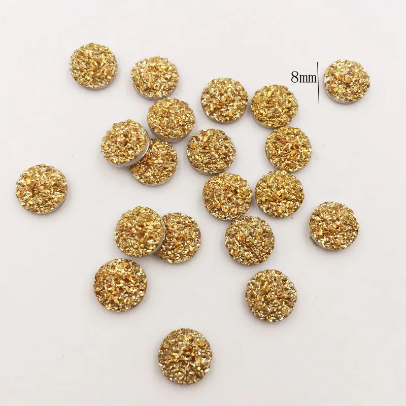 80pcs Resin Ore Gem 8mm Round Flatback Rhinestone Appliques DIY Wedding Scrapbook Ornament Craft SF930