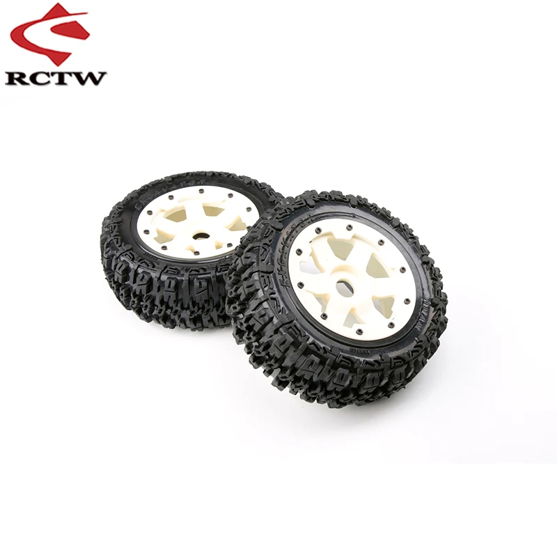 Knobby Trước Hoặc Phía Sau Bánh Lốp Xe Bộ Nylon Siêu Sao Wheesl Trung Tâm Cho 1/5 Hpi Rovan Km Baja Rofun baha 5T Xe Đua Đồ Chơi Phần