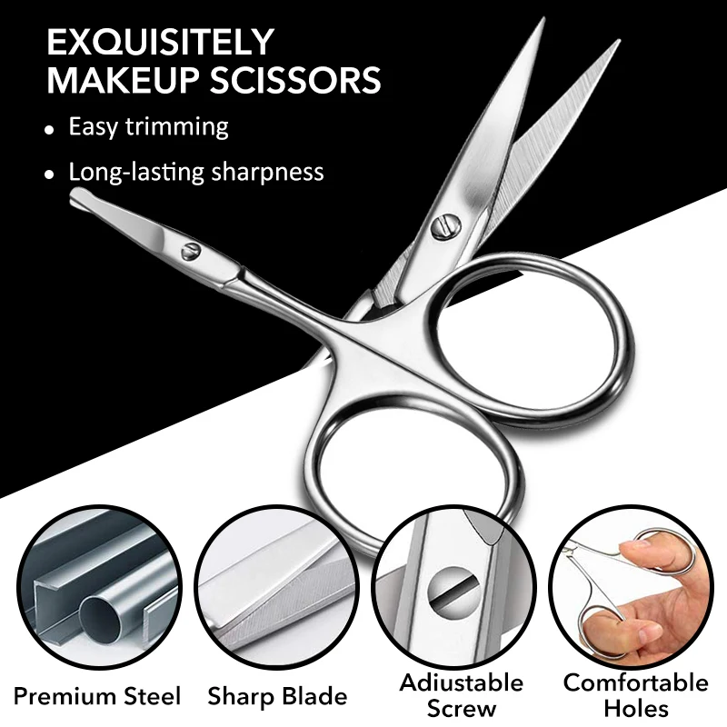 1Pcs Professional Nail Scissor Manicure for Nails Eyebrow Nose Eyelash Cuticle Scissors Curved Pedicure Makeup Tools