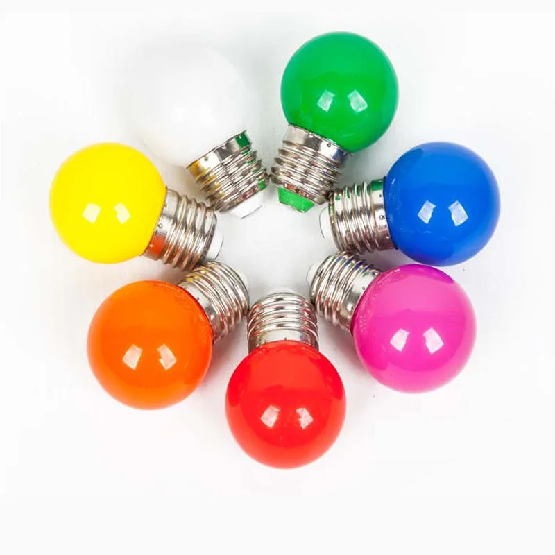 

50PCS Newest Colorful E27 1W 3W 5W 220V Red Blue Green White Yellow Warm RGB Blubs Energy Saving LED Golf Ball Light Globe Lamp